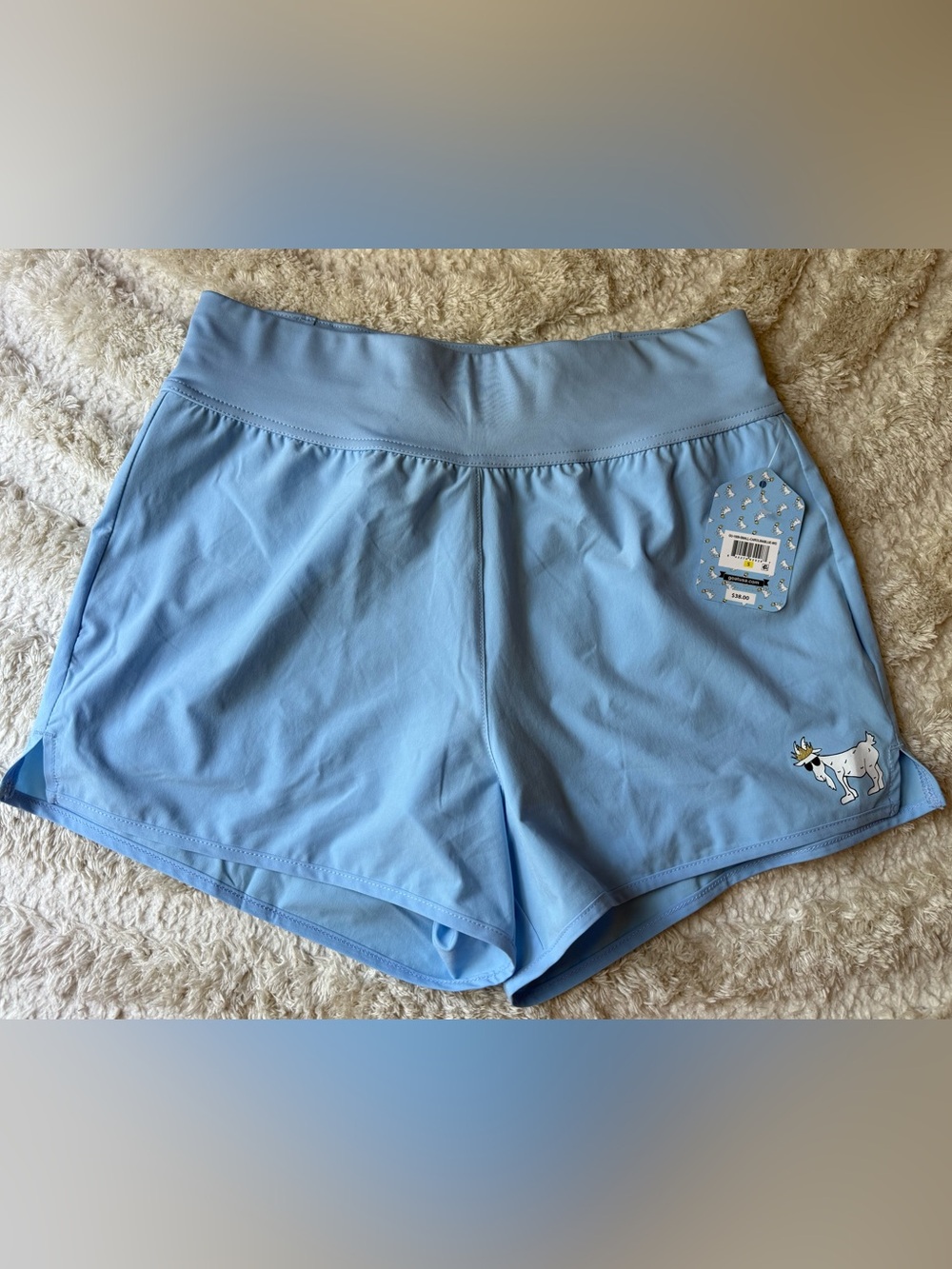 Sky Blue Women’s Athletic Shorts with Wide Waistband